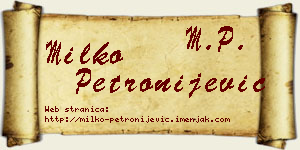 Milko Petronijević vizit kartica